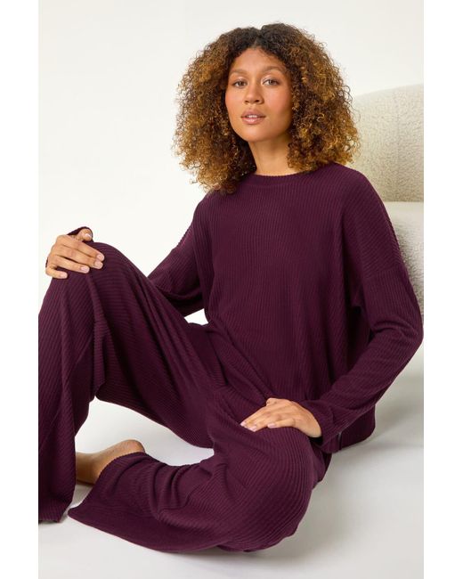 Roman Purple Brushed Rib Lounge Set