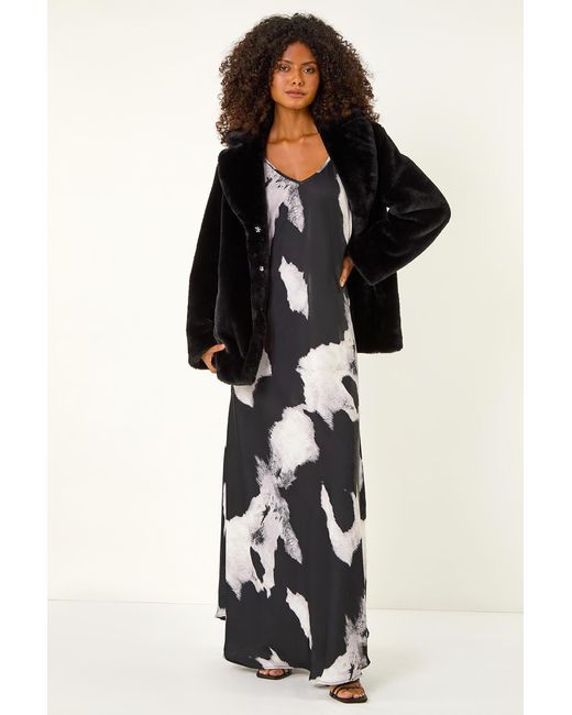 D.u.s.k Black Faux Fur Coat