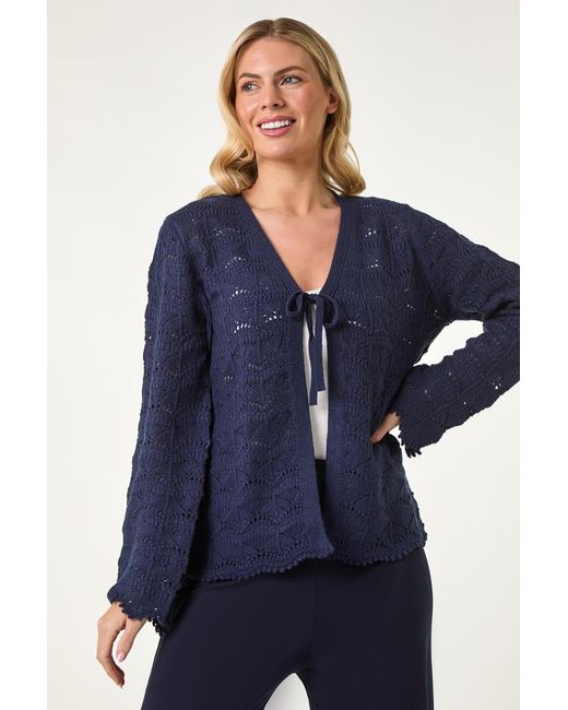 Roman Petite Blue Knitted Tie Cardigan