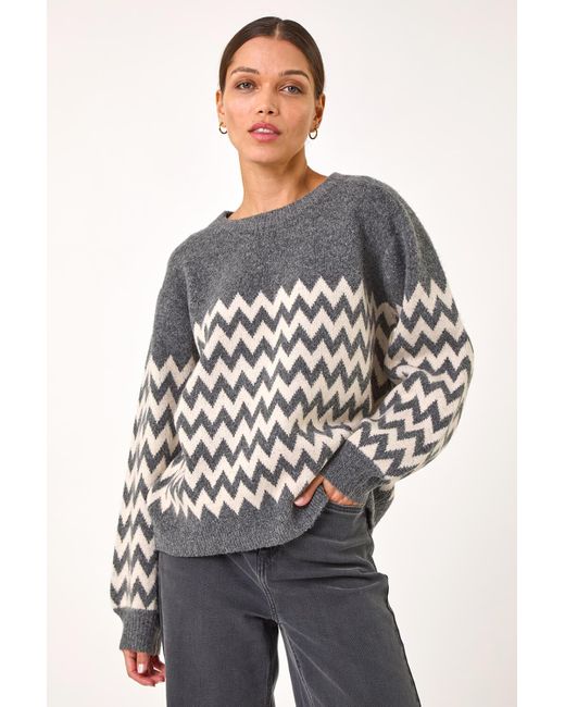 Roman Gray Zig Zag Knitted Jumper