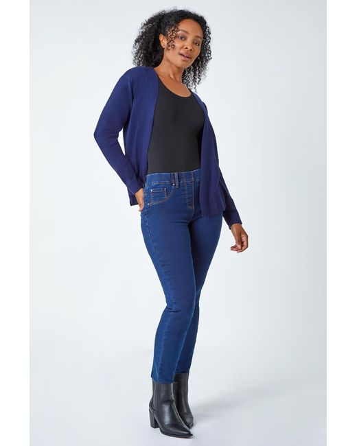 Roman Petite Blue Plain Stretch Cardigan