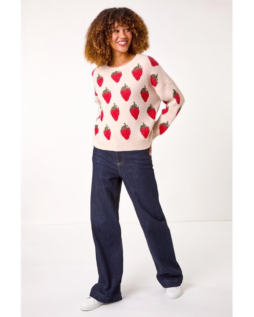 Roman Red Fruit Pattern Knit Jumper