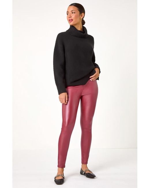 Roman Red Coated Faux Leather Leggings