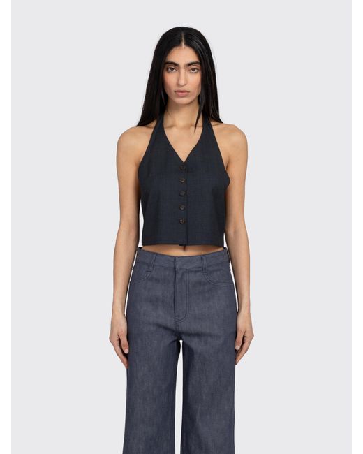 Amomento Blue Wool Halterneck Top