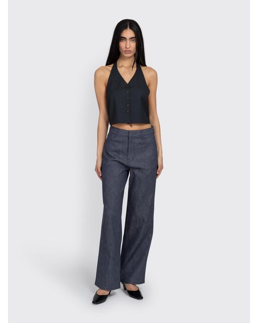 Amomento Blue Wool Halterneck Top