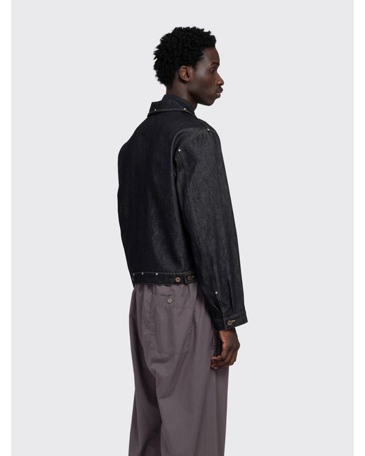 Lemaire Blue Trucker Jacket With Studs for men