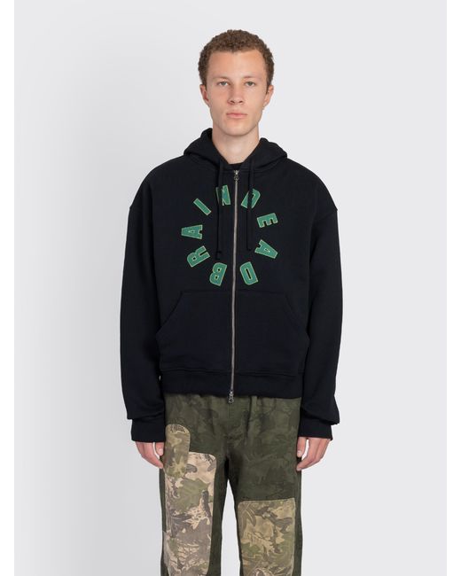 Brain Dead Collegiate Zip Up Hoodie in Black | Lyst