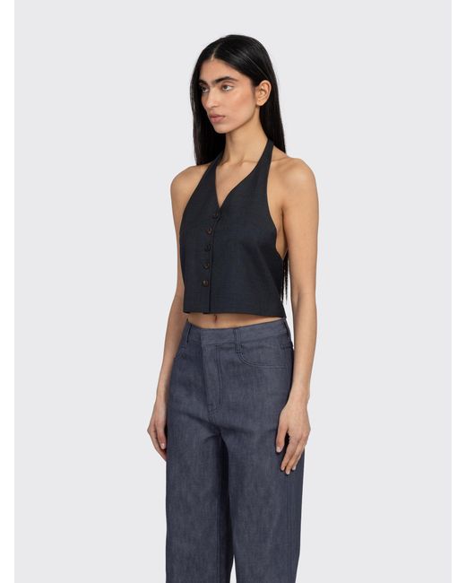 Amomento Blue Wool Halterneck Top