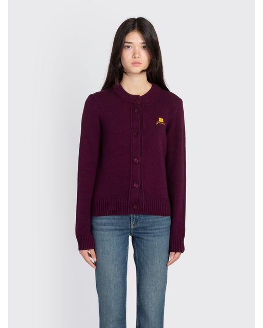 Ganni Purple Core Future Wool Mix Cardigan