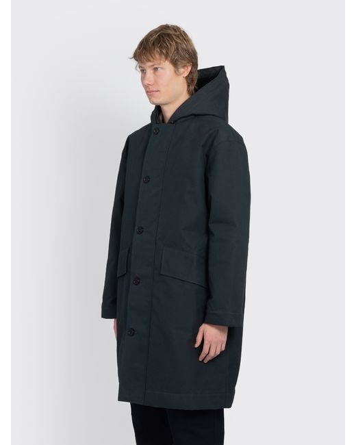 Margaret Howell Men's Blue Mhl. Hooded Deck Parka Dry Cotton Canvas