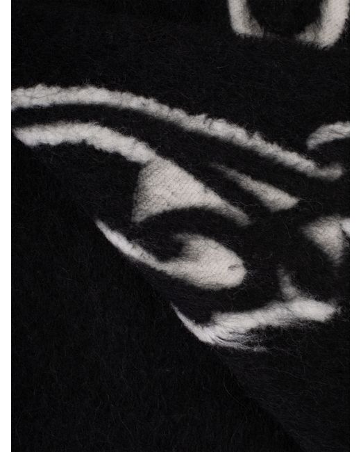 Acne Black Wool Logo Scarf