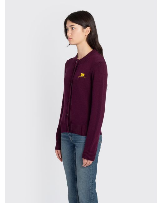 Ganni Purple Core Future Wool Mix Cardigan