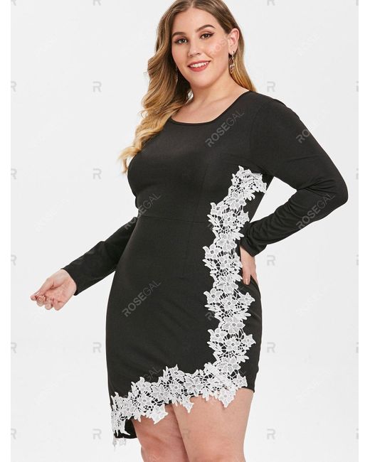 black lattice front flare sleeve lace sheath dress