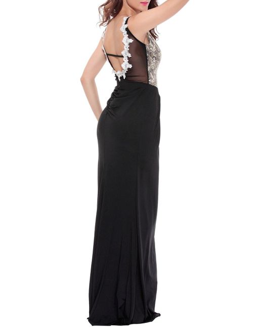 Rosegal Synthetic Sequined See Through Backless Prom Maxi Dress In