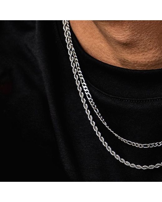 Black Figaro \u0026 Rope Chain Stack (silver 