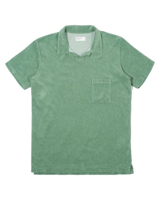 Universal Works Fleece Terry Vacation Polo Shirts Green for Men | Lyst