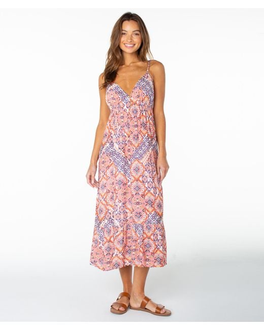 Roxy Pink Warm Rays Midi Dress