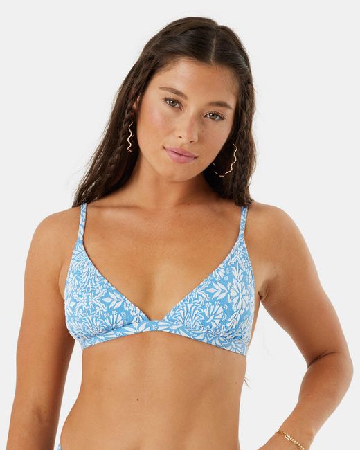 Roxy Blue Tile Tranquility Fixed Triangle Bikini Top