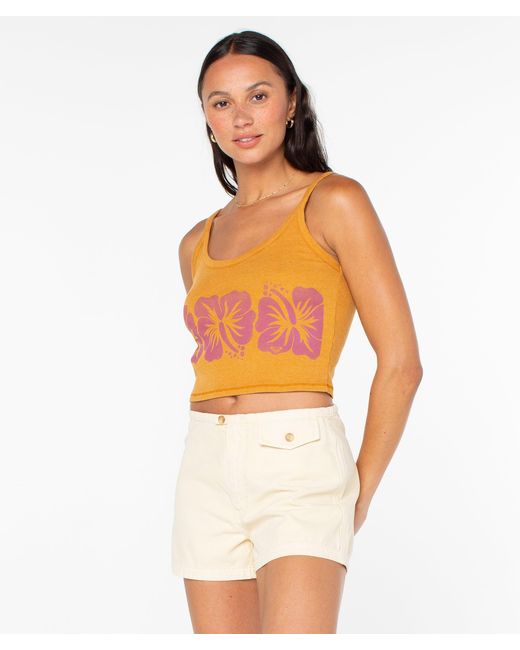 Roxy Orange Flower Block Wanderer Tank