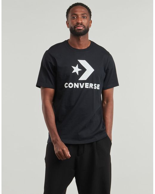 Converse Black T Shirt Standard Fit Center Front Large Logo Star Chevron Tee for men
