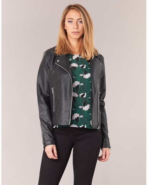 Vila Gray Vicara Leather Jacket