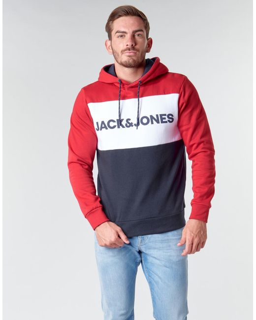 Jack & Jones Red Jjelogo Blocking Sweatshirt for men