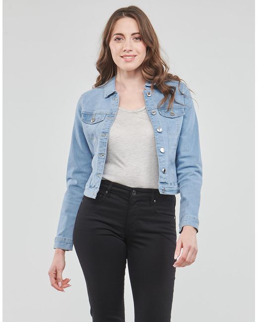Vero Moda Blue Denim Jacket Vmluna Ls Slim Dnm Jacket Mix Ga Noos