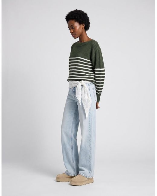 ONLY Green Sweater Onlglory Ls Boatneck
