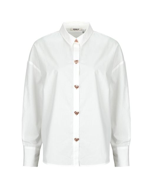 ONLY White Shirt Onlkiri Button Detail