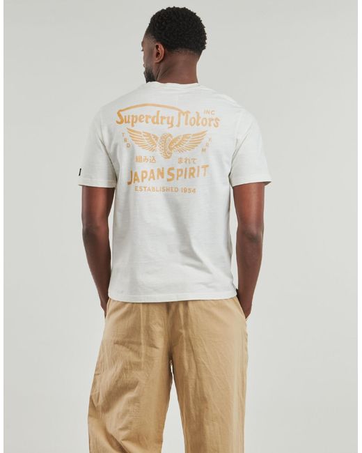 Superdry White T Shirt Heritage Biker Loose T-shirt for men