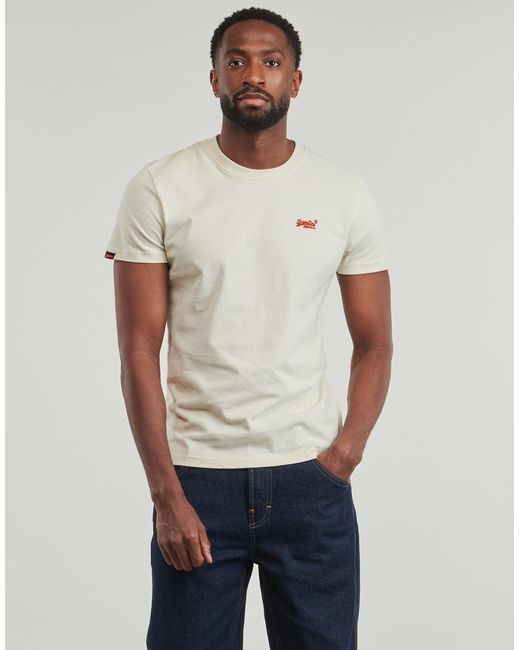 Superdry White T Shirt Essential Logo Emb Tee for men
