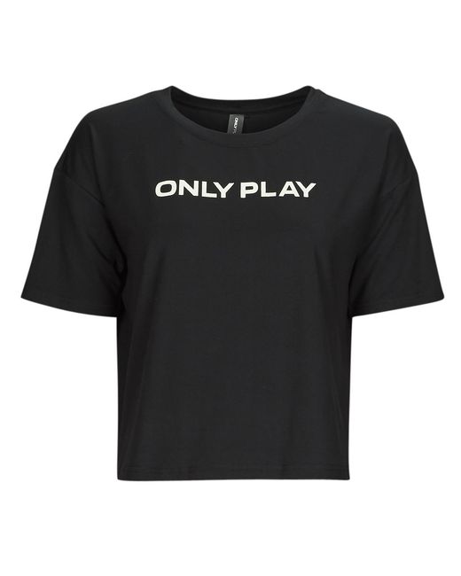 Only Play Black T Shirt Onpfont Logo Short Ss Train Tee