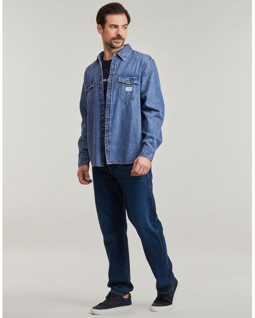 Guess Blue Long Sleeved Shirt Regular Ls Denim Shirt for men
