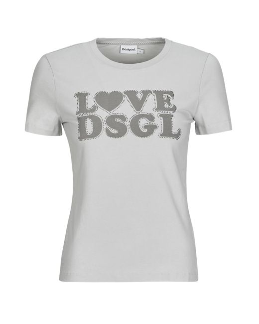 Desigual Gray T Shirt Love Dsgl