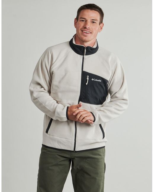 Columbia Gray Fleece Jacket Fast Trek Overlay Full Zip for men