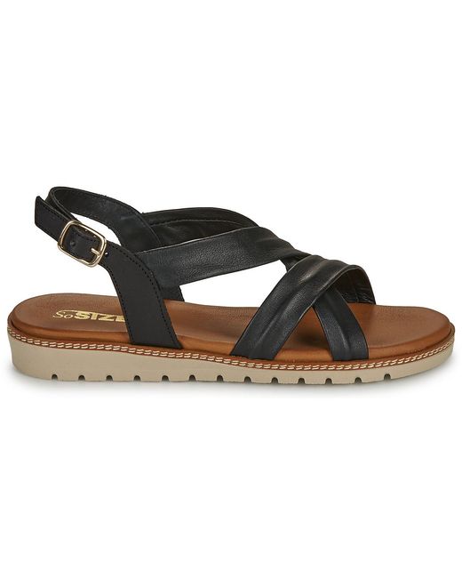 So Size Black Flat Sandals Maryssa