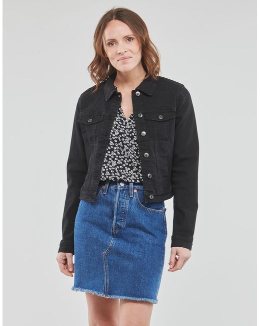 Vero Moda Black Denim Jacket Vmluna Ls Slim Dnm Jacket Mix Ga Noos