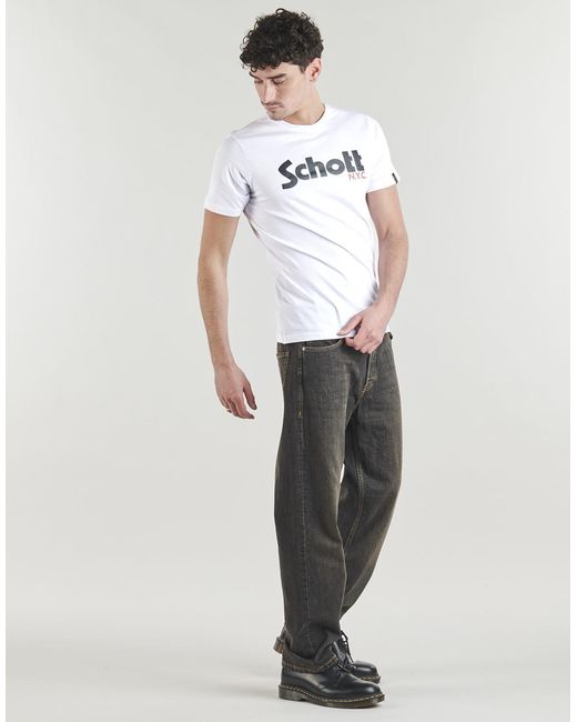 Schott Nyc Black T Shirt Ts Pk Logo for men
