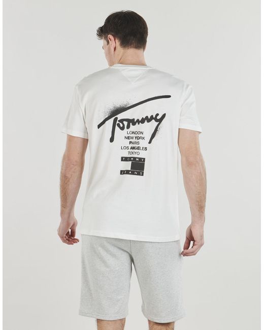 Tommy Hilfiger White T Shirt Tjm Reg City Sign Ss Tee Ext for men