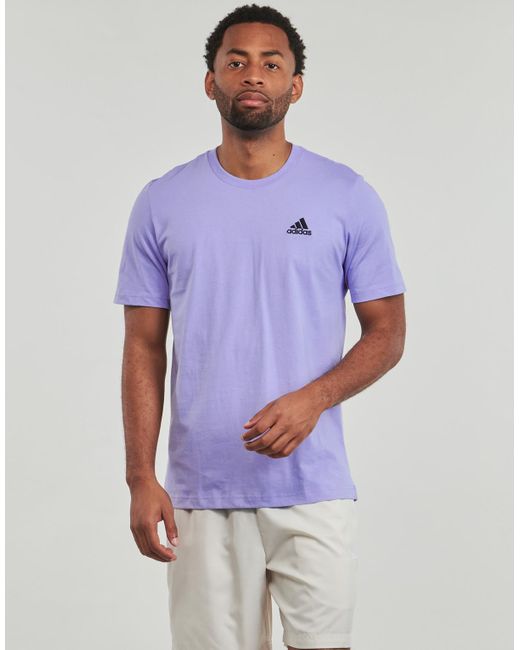 Adidas Purple T Shirt Essentials Single Jersey Embroidered Small Logo T-shirt for men