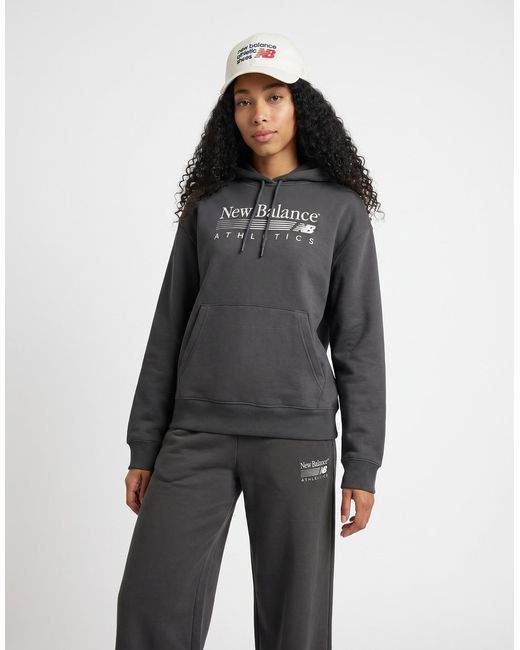 New Balance Gray Hoodies Trackside Fleece Hoodie