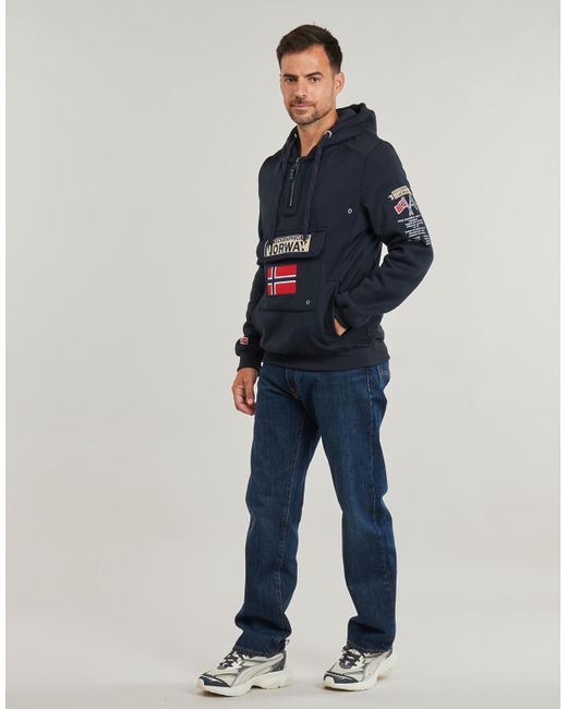 GEOGRAPHICAL NORWAY Blue Hoodies Gymclass for men