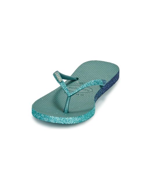 Havaianas Blue Flip Flops / Sandals (shoes) Slim Sparkle Ii