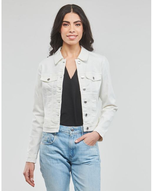 Vero Moda White Denim Jacket Vmluna Ls Slim Dnm Jacket Mix Ga Noos