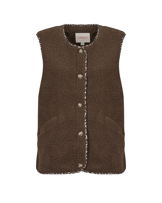 ONLY Brown Fleece Jacket Onlbaby Teddy Vest