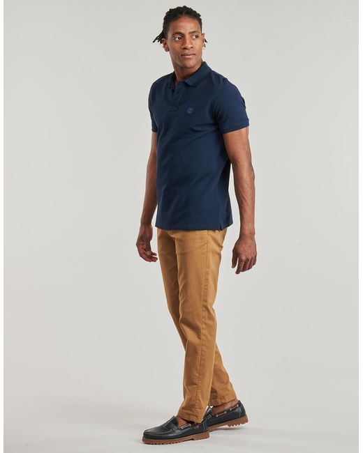 Timberland Blue Polo Shirt Millers River Pique Short Sleeve Polo for men