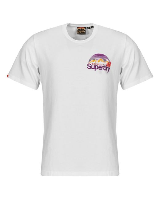 Superdry White T Shirt Logo Great Outdoors Chest for men