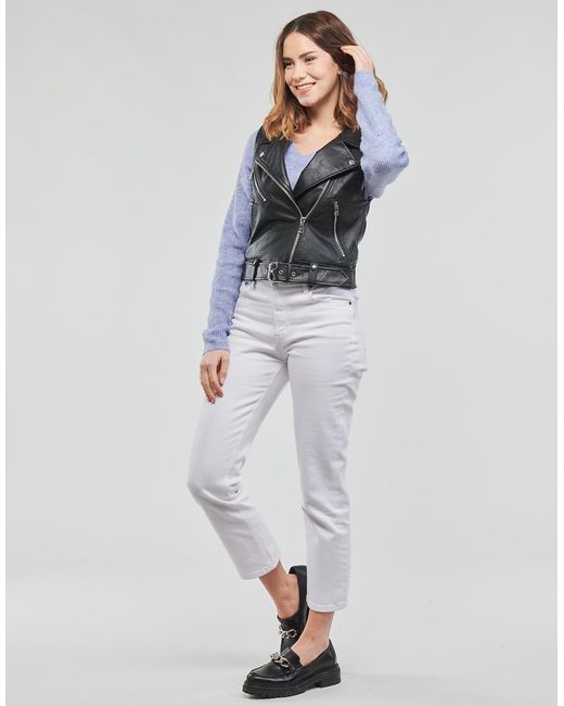 ONLY Black Leather Jacket Onlvera Faux Leather Waistcoat