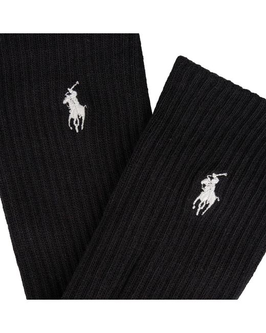 Polo Ralph Lauren Black Socks Cas Crew 6pk-crew Sock-6 Pack for men
