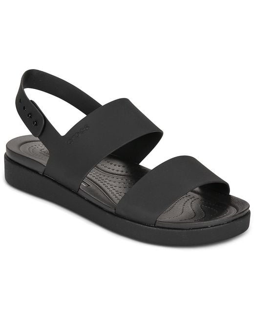 CROCSTM Black Flat Sandals Brooklyn Backstrap Low Low
